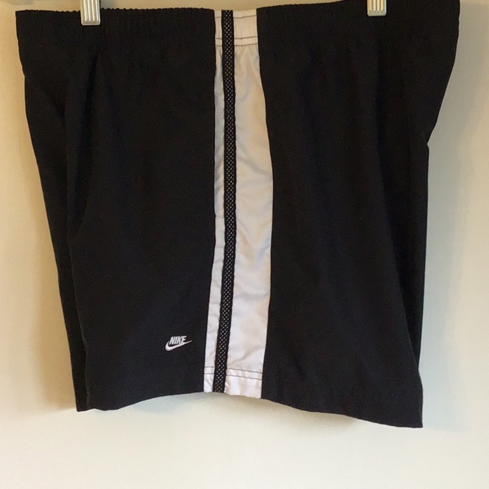 Nike Black Athletic Shorts with White Center Stripe